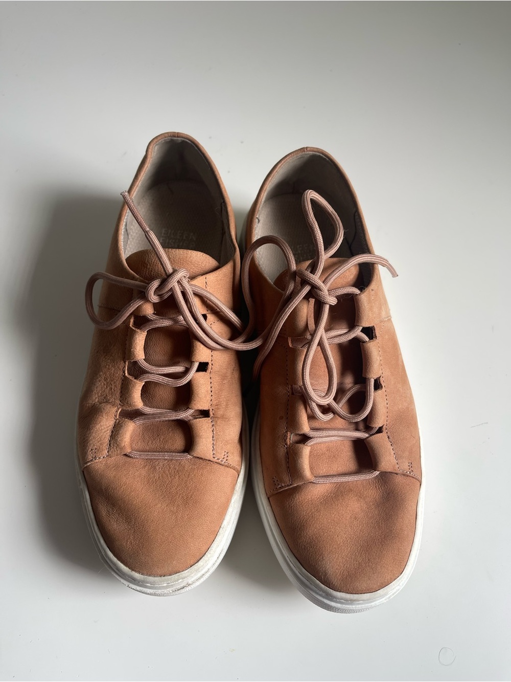 Eileen Fisher Blush-Tan Suede Lace-Up Sneakers